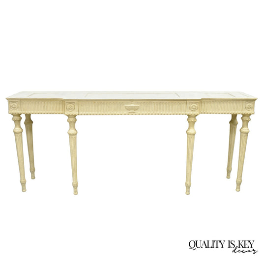 Vintage Maslow Freen English Adam Style White 3 Drawer Sideboard Console Table