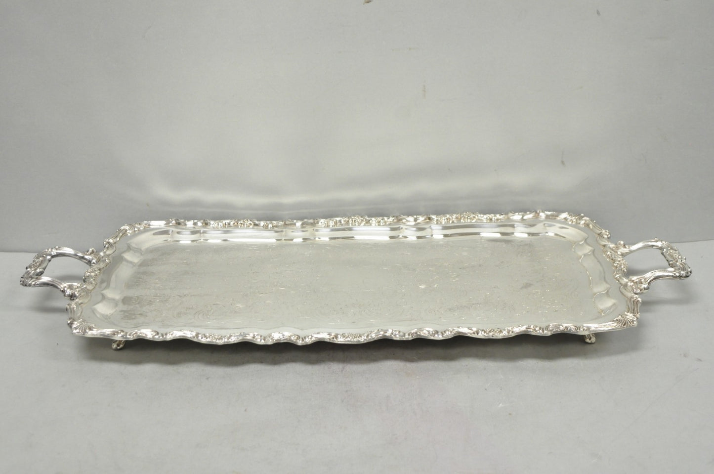 Vintage Taunton Statehouse Victorian Silver Plated Narrow Serving Platter Tray