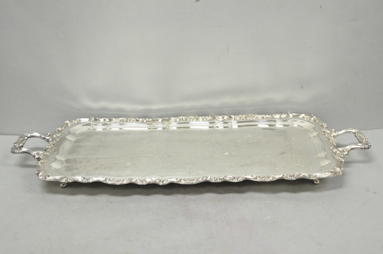 Vintage Taunton Statehouse Victorian Silver Plated Narrow Serving Platter Tray