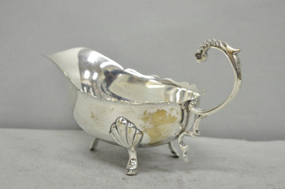 Vintage Victorian Style Silver Plated Footed Gravy Sauce Boat With Handle