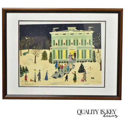Jane Currie Clark "Christmas Carolers" Signed Art Serigraph Print Picture