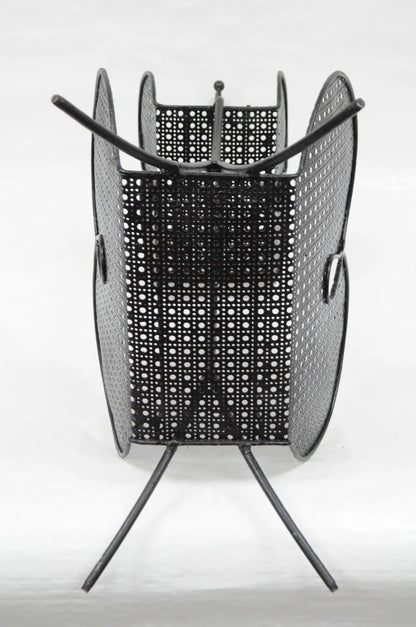 Mathieu Mategot Mid Century Modern Black Hairpin Metal Mesh 2 Tier Magazine Rack