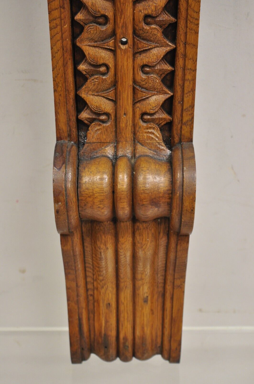 Antique Victorian Oak Wood French Renaissance 34" Tall Carved Corbel Bracket
