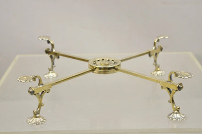 Vintage LFS Ltd English Sheffield Brass Tone Metal Expandable Footed Trivet