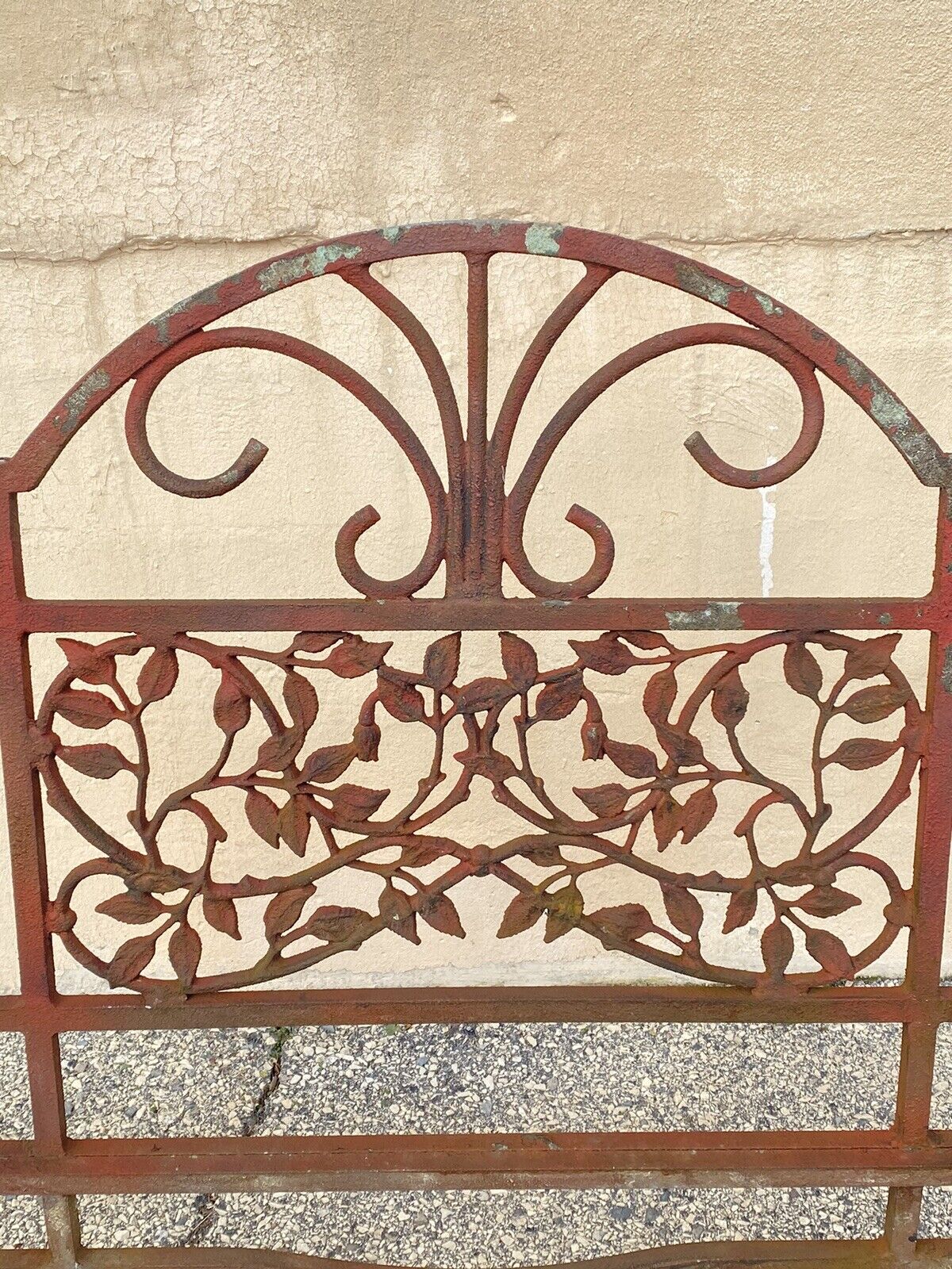 Vintage French Art Nouveau Style Leafy Vine Cast Aluminum Garden Patio Bench