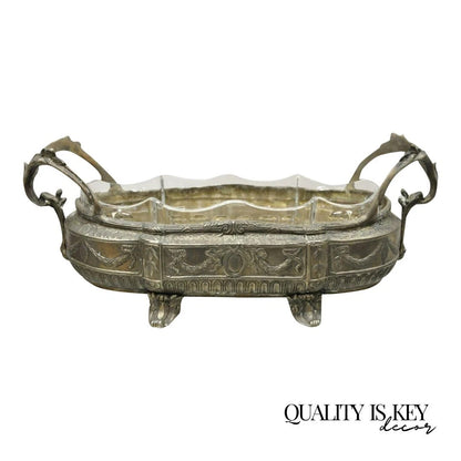 French Louis XVI Nickel Silver Plate Drape Design Centerpiece Bowl Dish Planter