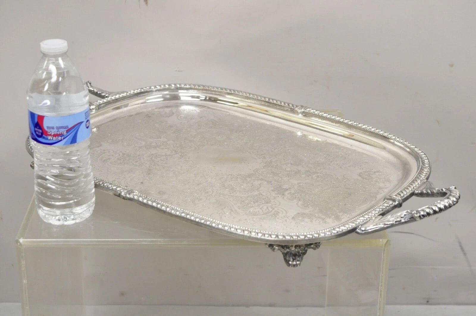 Vintage Victorian Silver Plated Regency Twin Handle Bar Platter Serving Tray