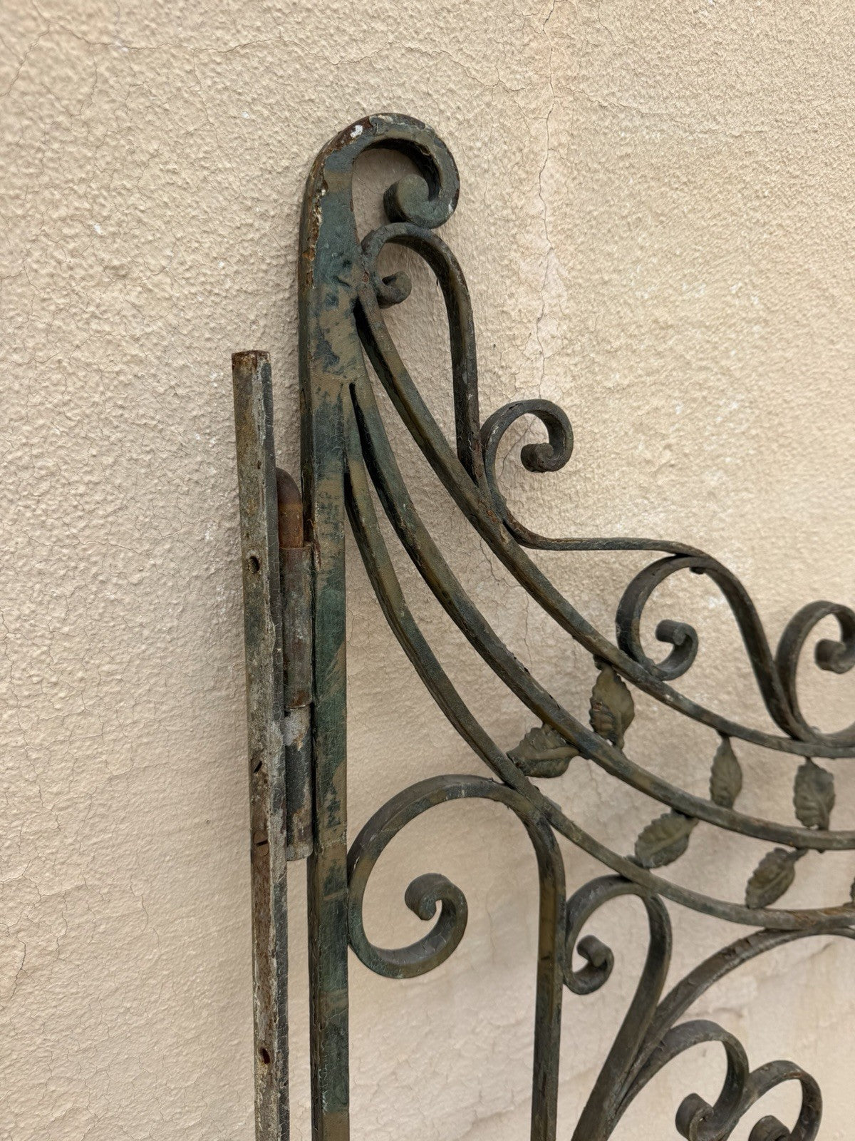 Antique Spanish Renaissance Scrolling Wrought Iron 57 x 45 Garden Entry Gate Set