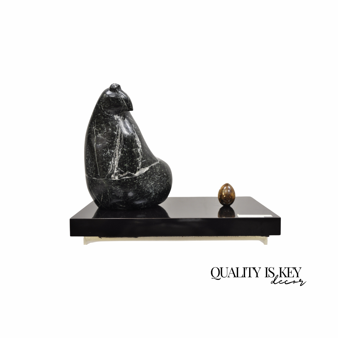 Sheryl C. Benjamin "The Egg and the Quail" abstract Black Marble Sculpture