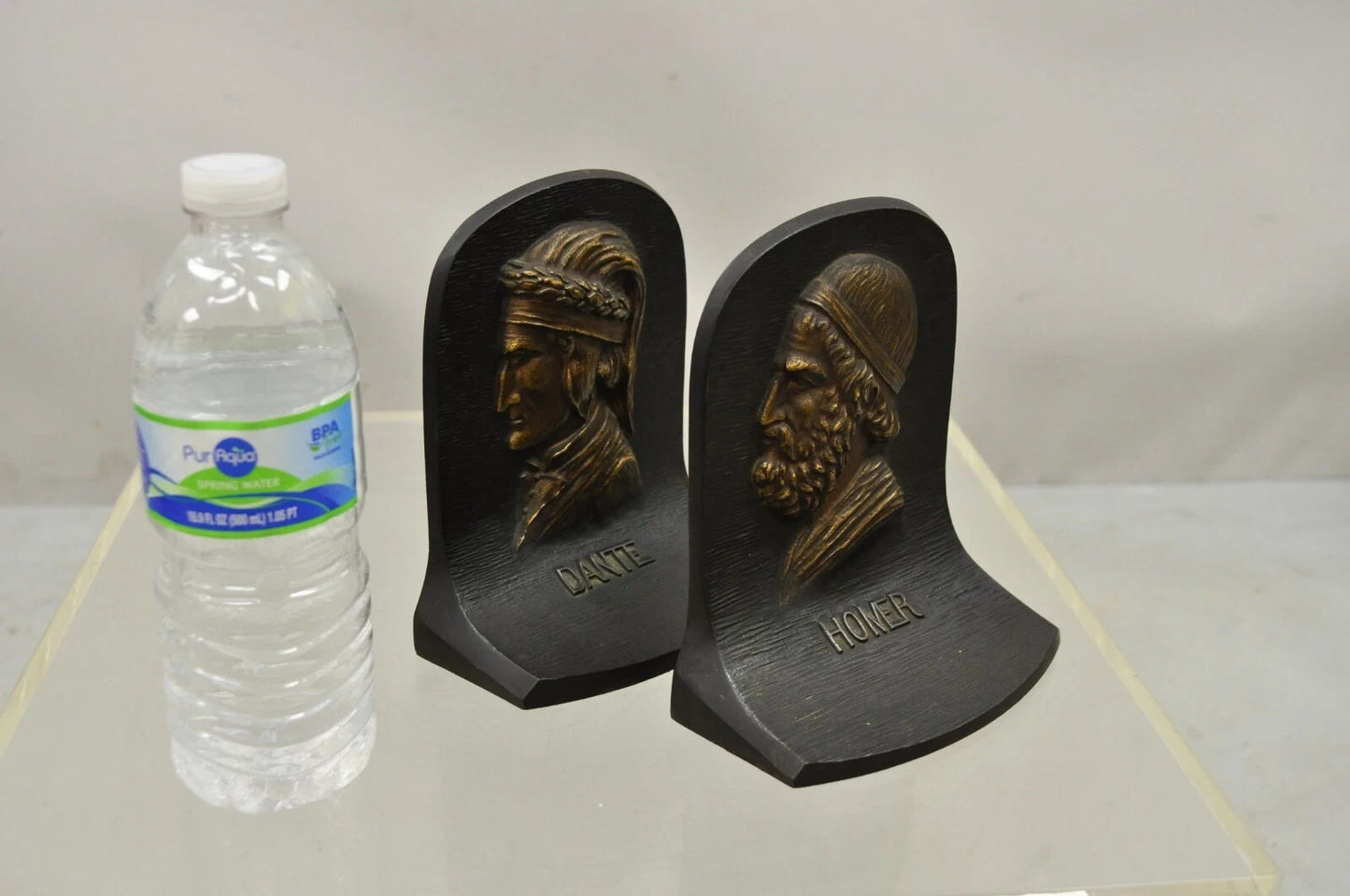 Vintage Bradley & Hubbard Cast Iron Dante and Homer Bookends - a Pair