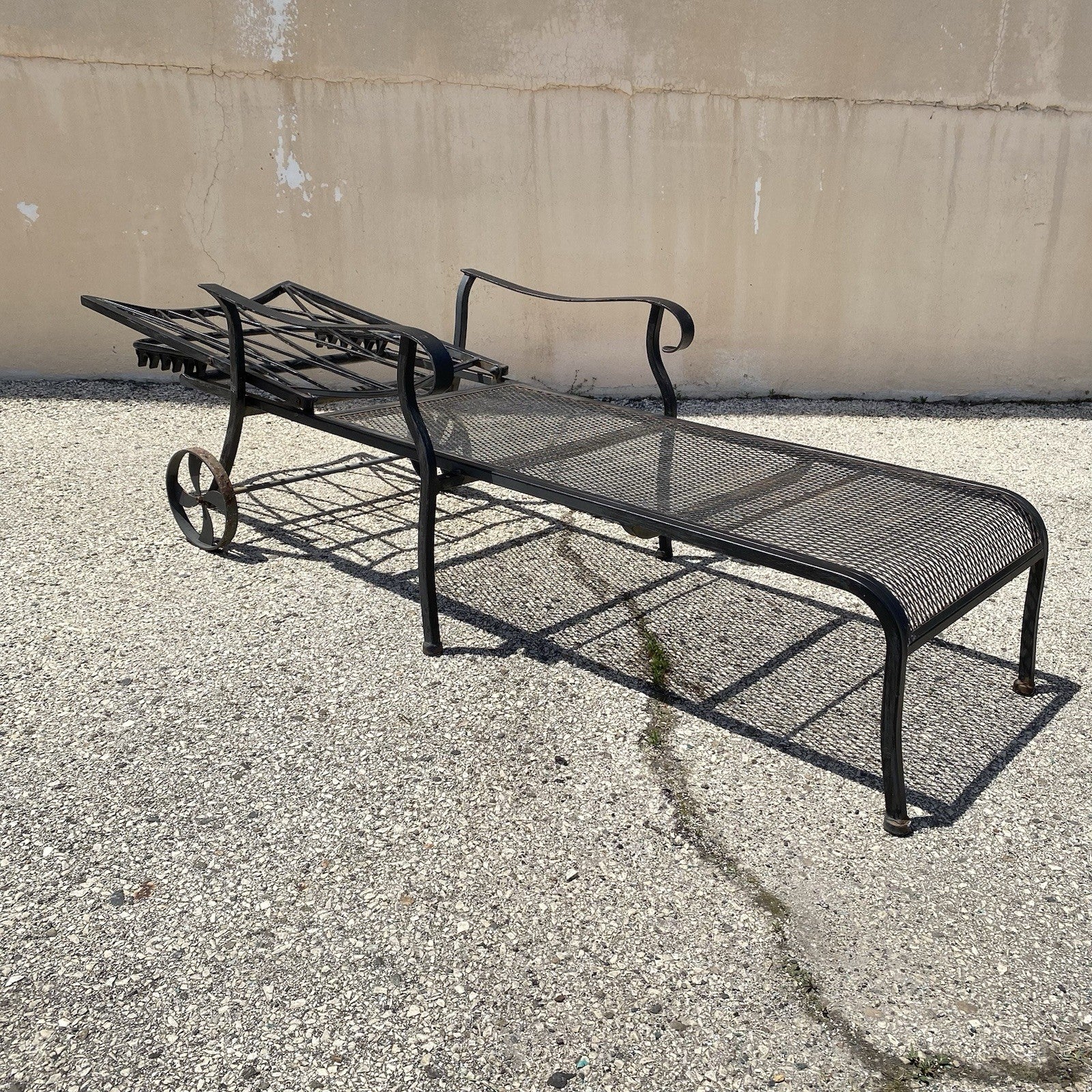 Woodard Style Wrought Iron Lattice Garden Patio Chaise Lounge Chair - a Pair