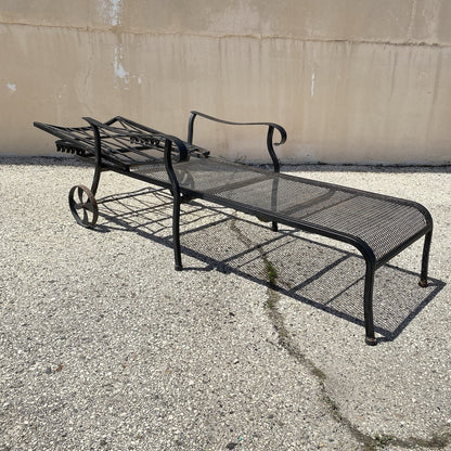 Woodard Style Wrought Iron Lattice Garden Patio Chaise Lounge Chair - a Pair