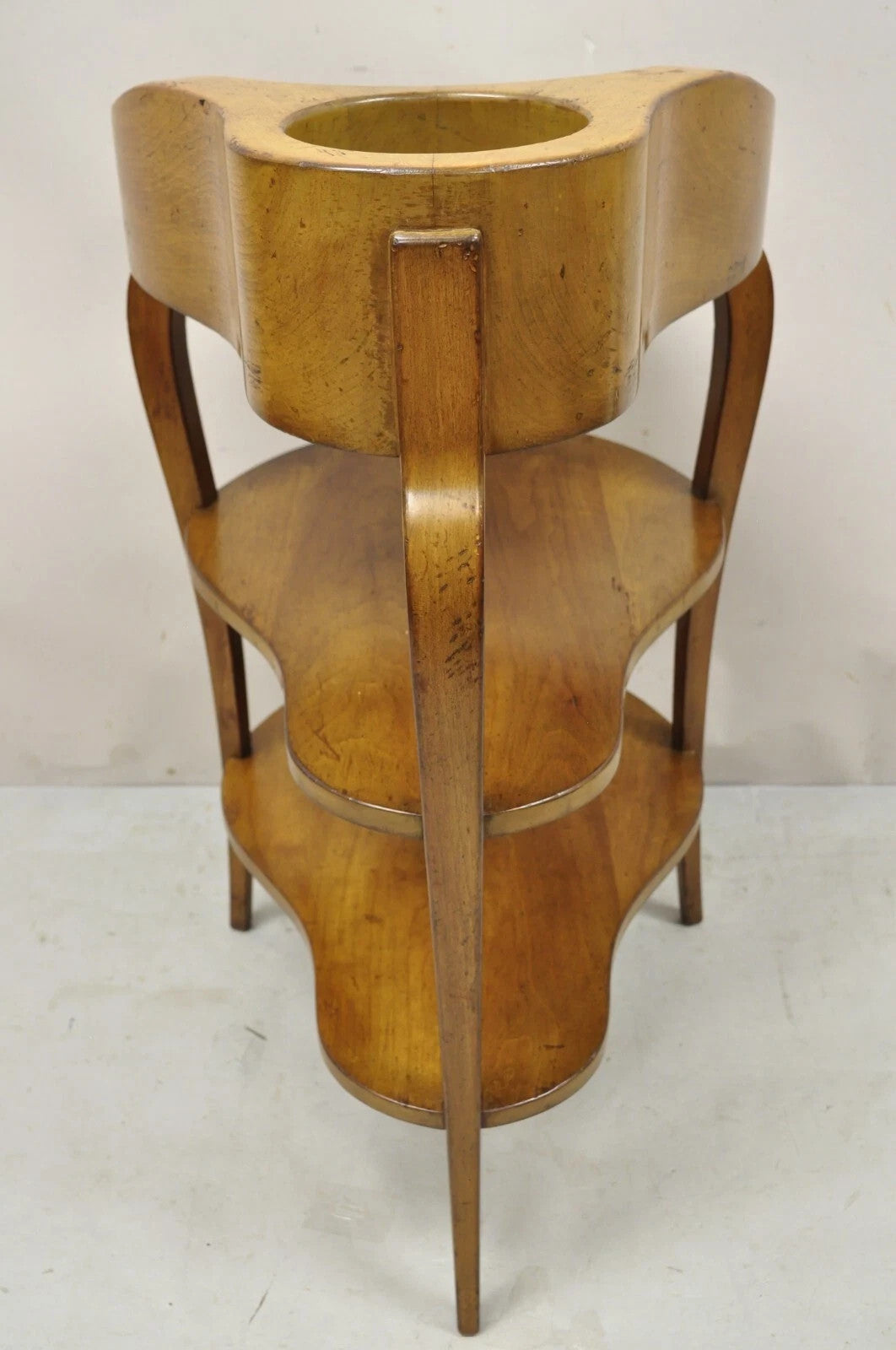 French Country Provincial Biedermeier Cherry Marble Side Table Ice Bucket Holder