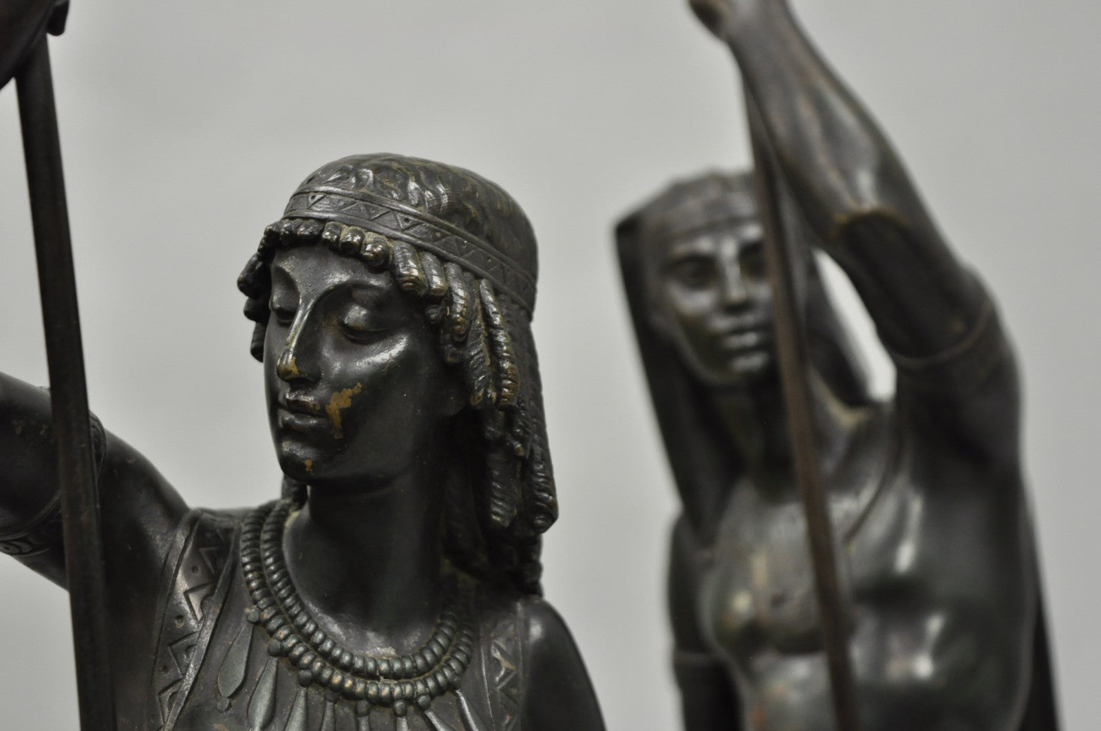 Egyptian Revival Bronze Priest & Priestess Figures after Émile Louis Picault
