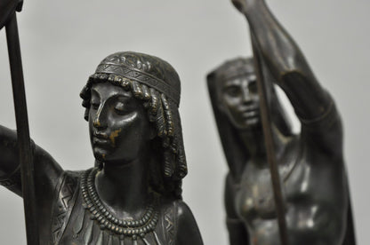 Egyptian Revival Bronze Priest & Priestess Figures after Émile Louis Picault