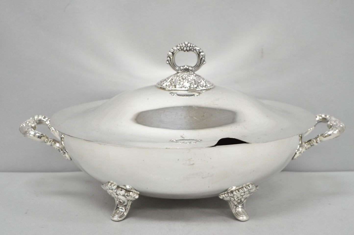 Vintage Poole Regency Style Footed Silver Plated Lidded Soup Tureen Serving Bowl