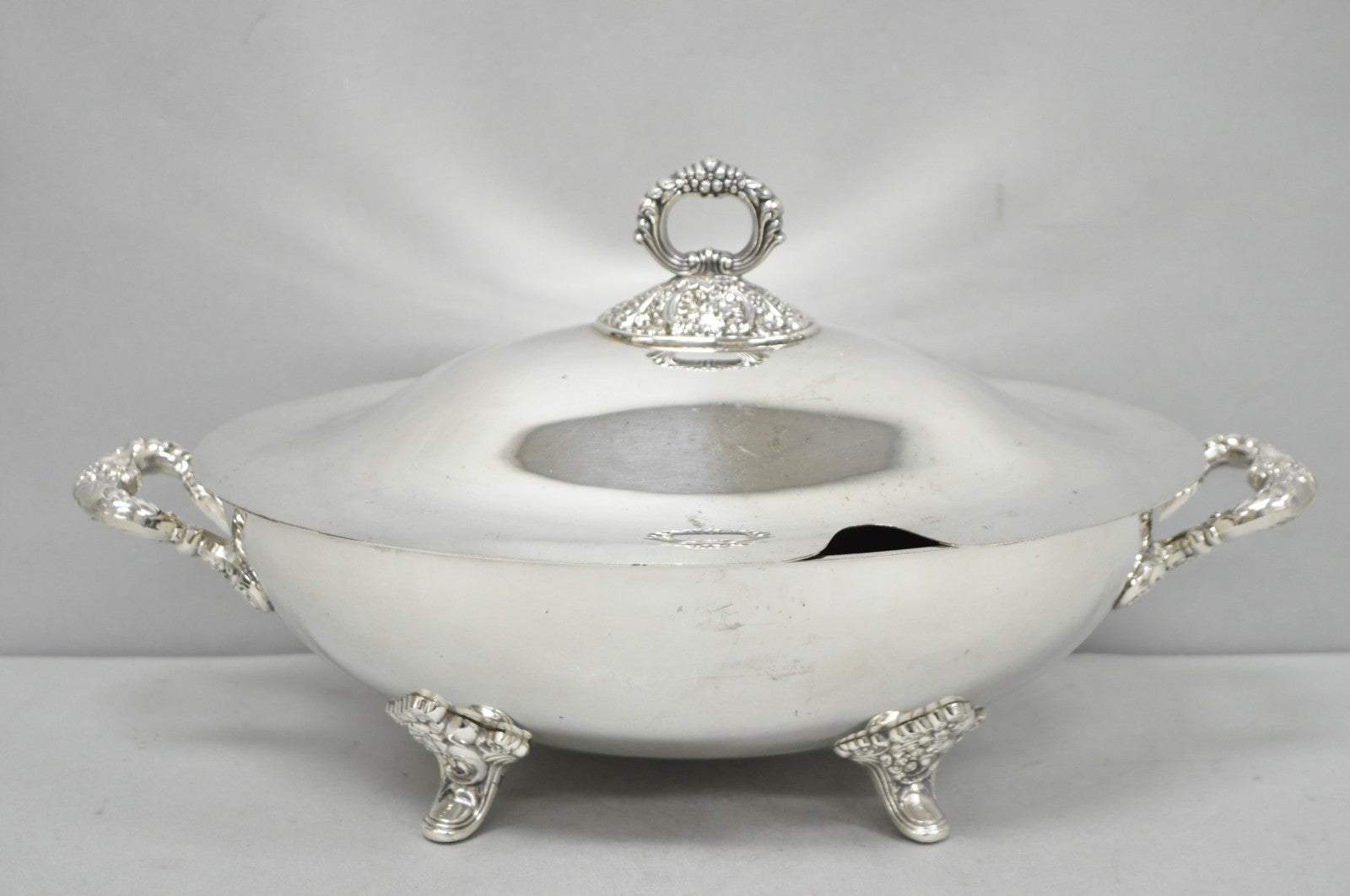 Vintage Poole Regency Style Footed Silver Plated Lidded Soup Tureen Serving Bowl