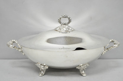 Vintage Poole Regency Style Footed Silver Plated Lidded Soup Tureen Serving Bowl