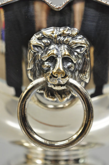 English Regency Silver Plated Lion Handle Small Punch Bowl Champagne Ice Bucket