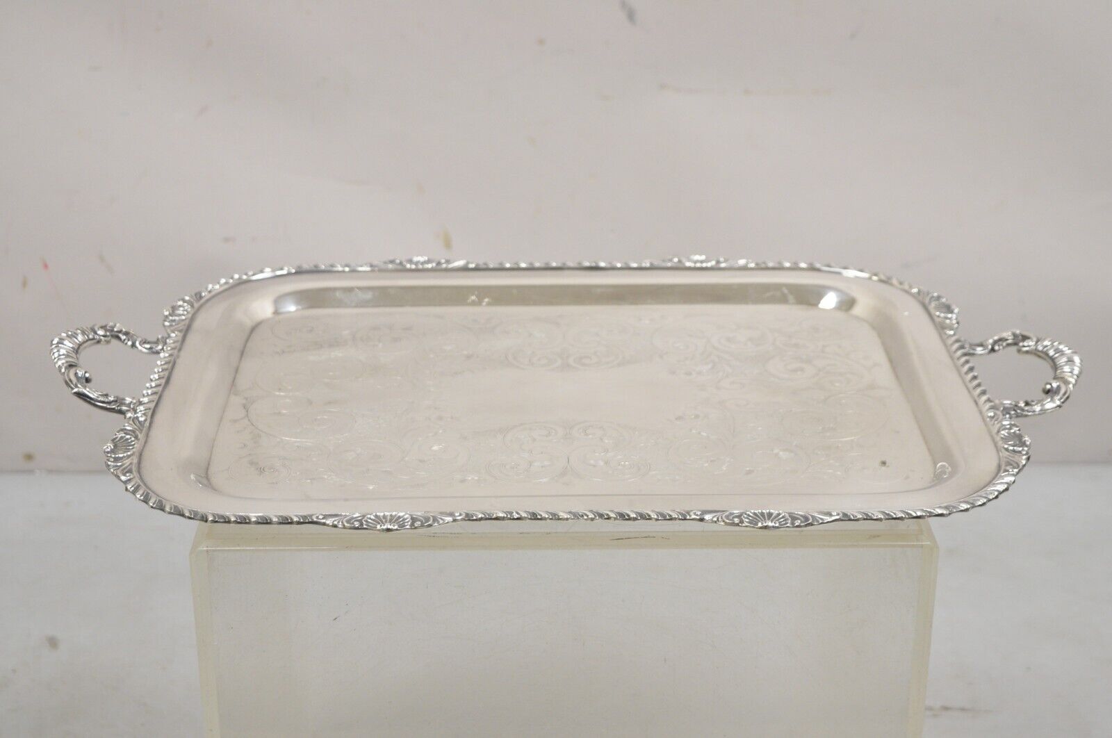 Vintage Marlboro Victorian Style Silver Plated Butlers Serving Platter Tray