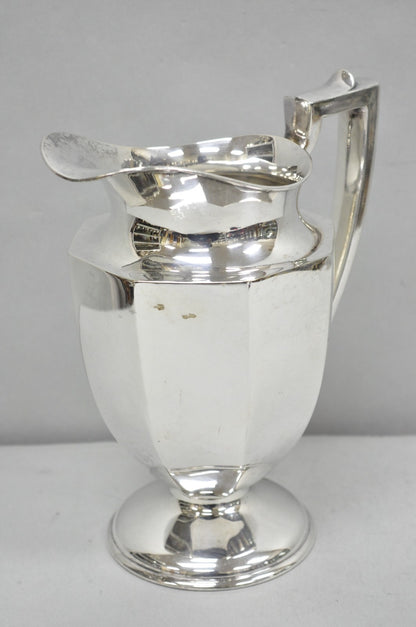Vintage Art Deco Silver Plated Octagonal Faceted Water Pitcher by Homan Plate