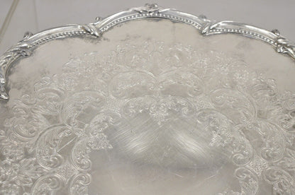 Vintage Victorian Silver Plated Round Scalloped Edge Dish Serving Platter Tray