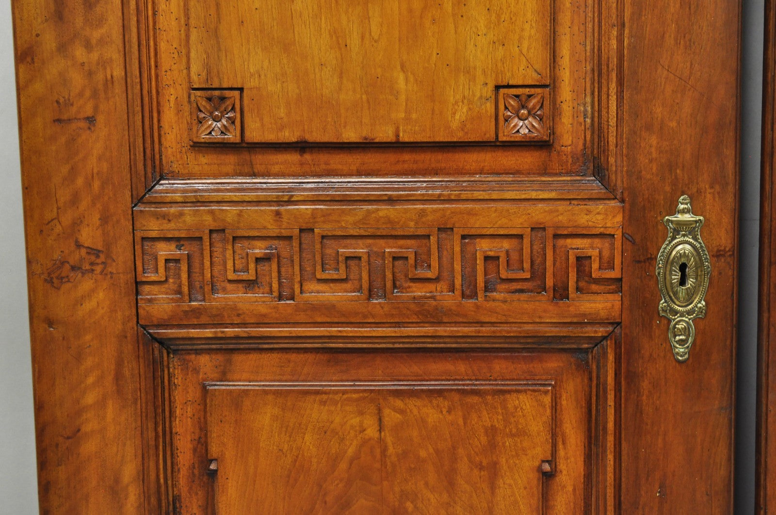 Antique French Country Louis XV Style Carved Walnut Cabinet Doors - a Pair