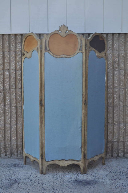 19th C. French Louis XV Style Hand Painted Petite Dressing Screen Room Divider