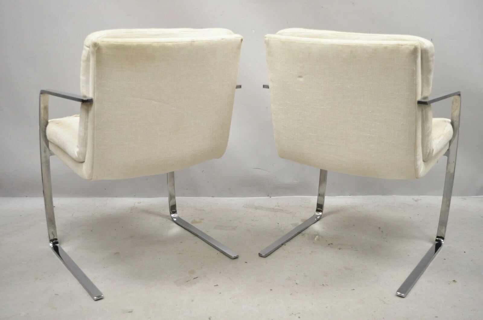 Mid Century Modern BRNO Style Chrome Cantilever Lounge Arm Chairs (C) - a Pair