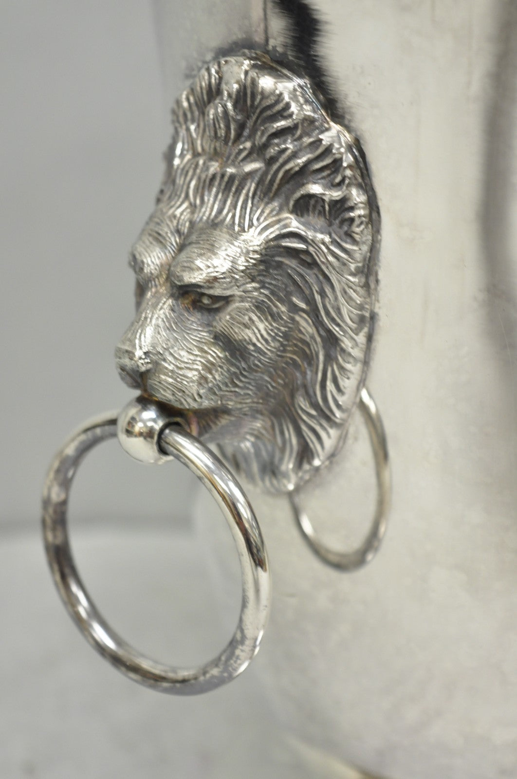 Vintage English Regency Silver Plated Lion Head Champagne Chiller Ice Bucket