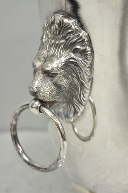 Vintage English Regency Silver Plated Lion Head Champagne Chiller Ice Bucket