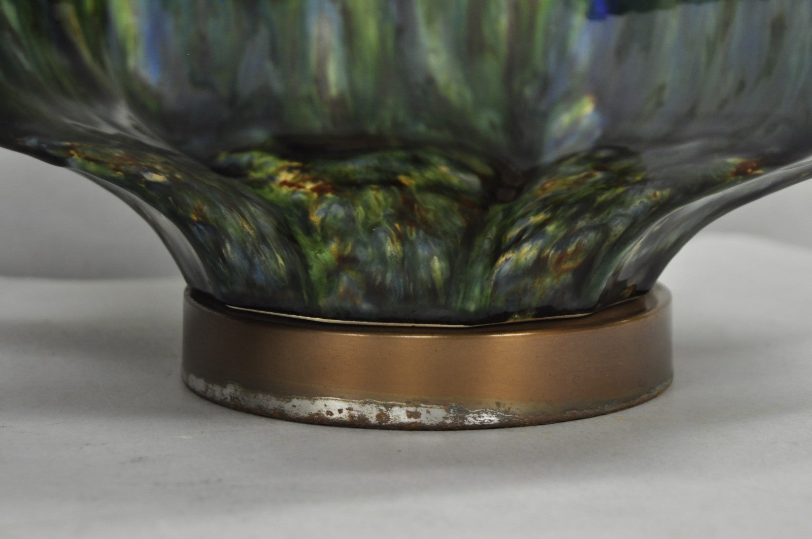 Vintage Mid Century Modern Blue Green Ceramic Table Lamps by Modernera - a Pair