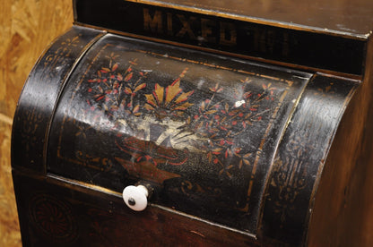 Antique Morgan & Cornell NY 1890 Tin Rolltop Tea Hopper Store Spice Bin Display