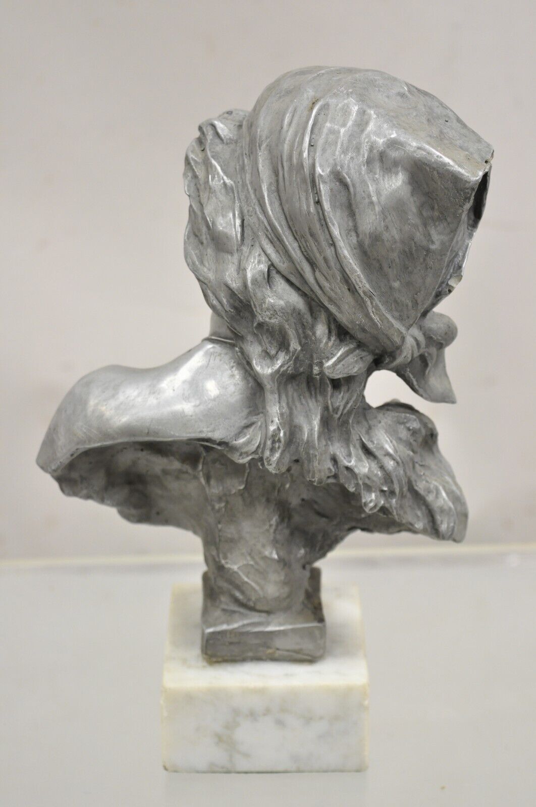 Antique Emmanuel Villanis "Saida" Pewter Clad Female Bust Sculpture Statue
