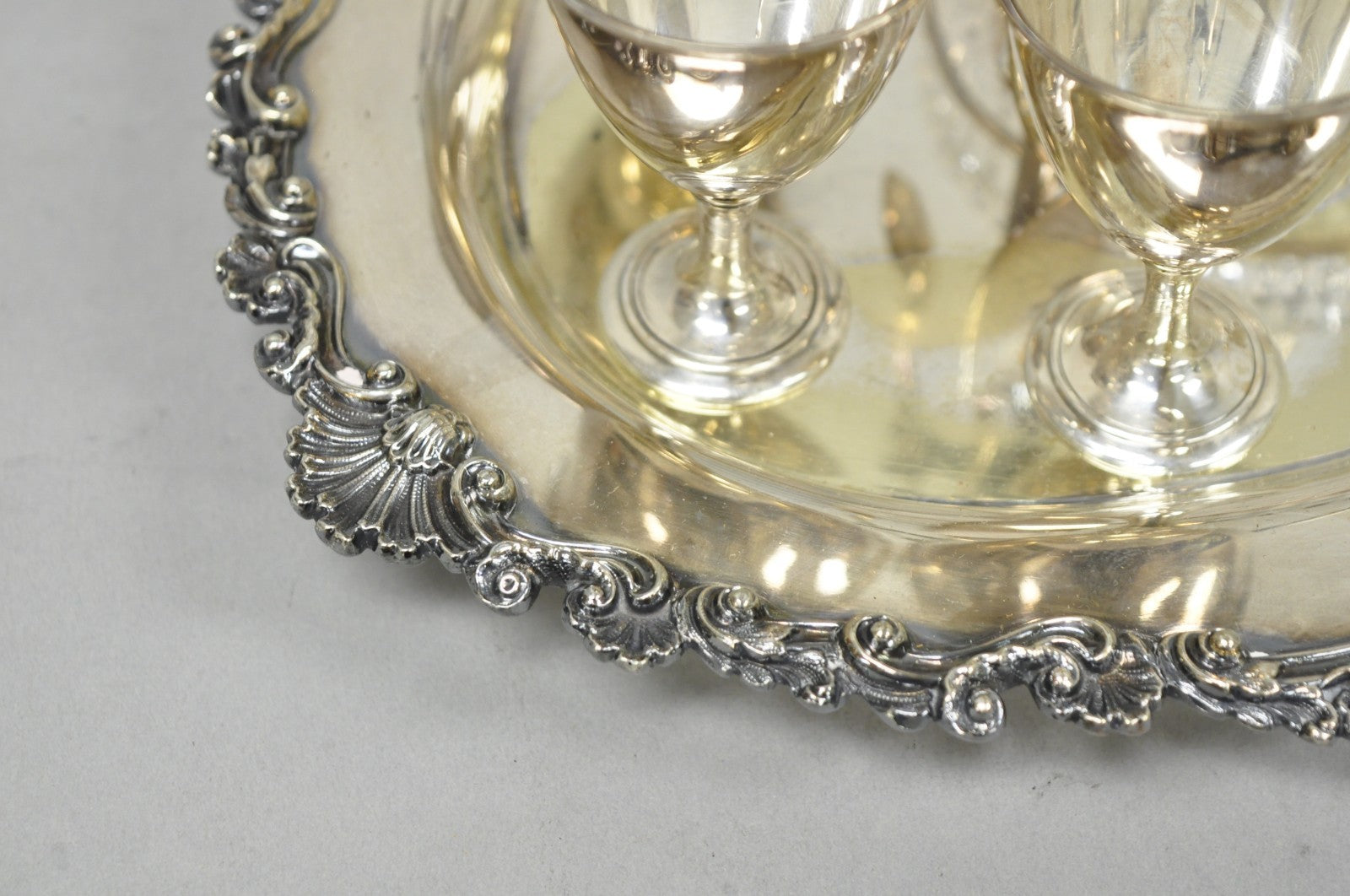 Antique Victorian Silver Plated Footed Cut Glass Breakfast Set Toast Rack w Tray