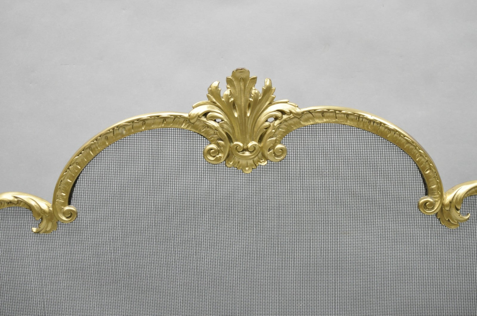 Vintage French Louis XV Style Gold Bronze Acanthus Folding Fireplace Screen