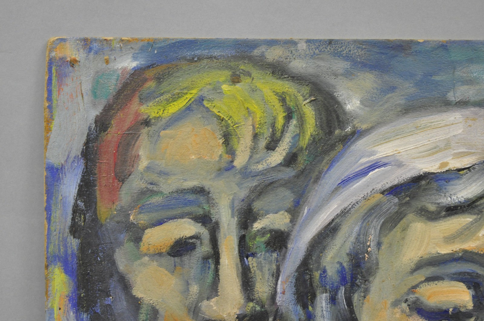 Vintage Samuel Heller "Family Portrait with Child" Oil on Board Painting, Signed