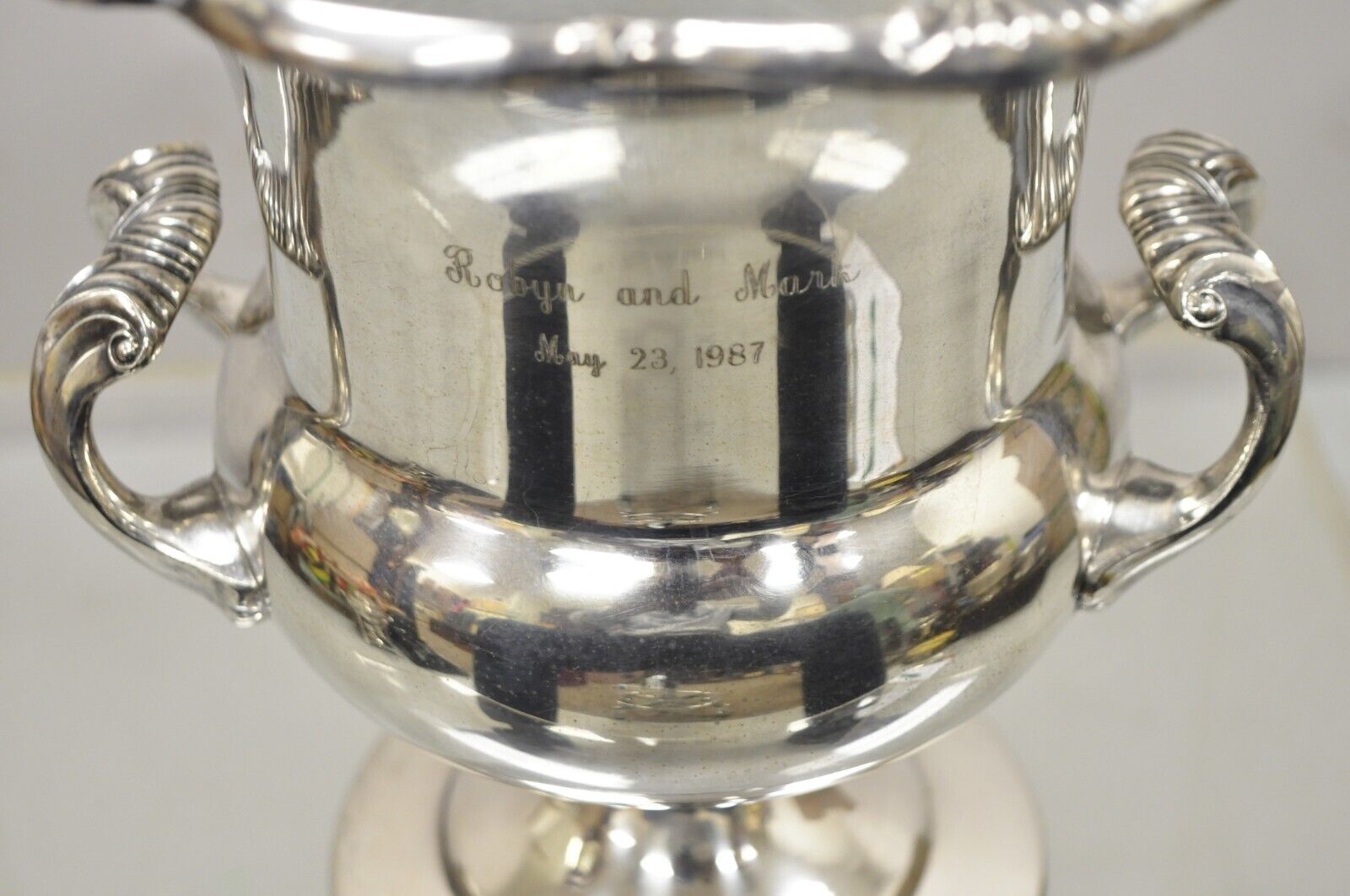 Engraved FB Rogers Regency Silver Plated Twin Handle Wine Chiller Ice Bucket