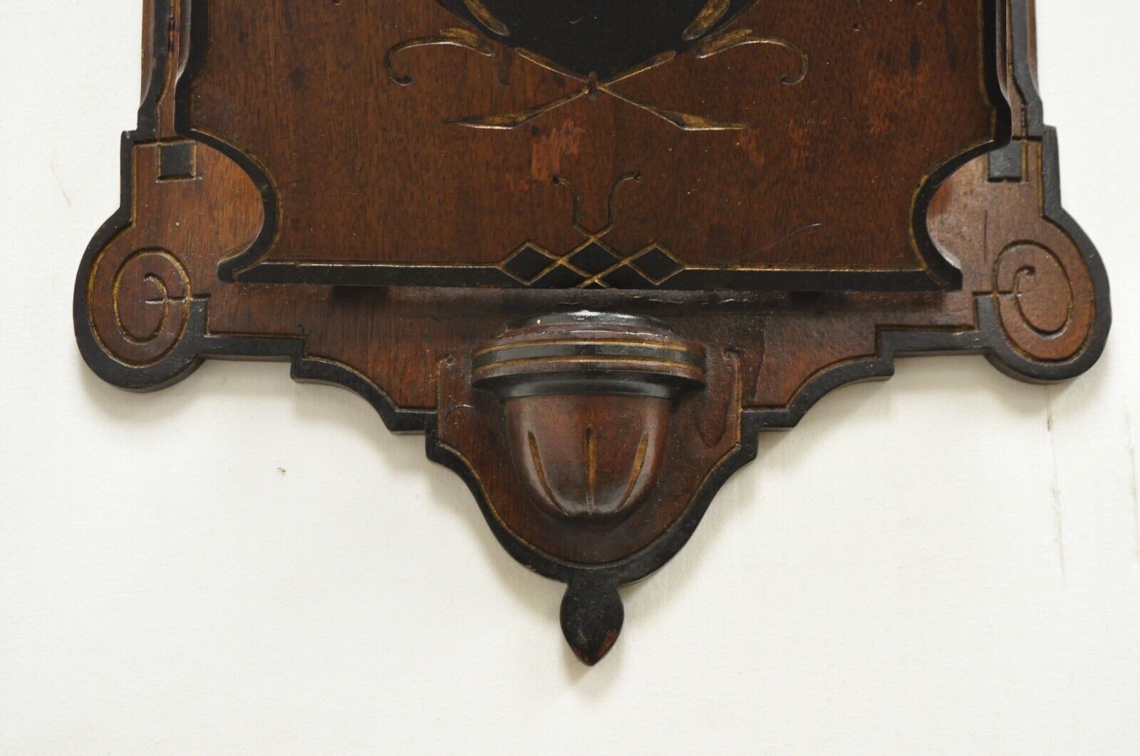 Antique Victorian Carved Walnut Wall Hanging Letter Mail Document Holder