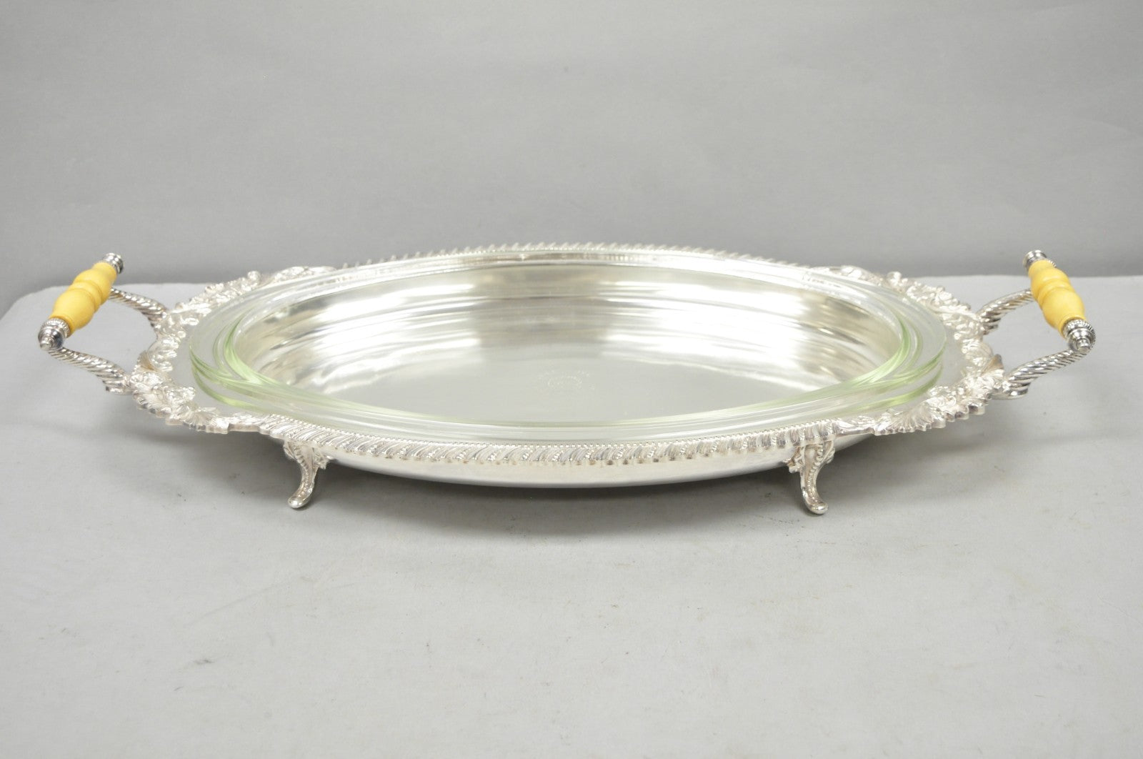 Antique Crown Silver Victorian Silver Plated Large Footed Serving Dish Platter