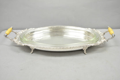 Antique Crown Silver Victorian Silver Plated Large Footed Serving Dish Platter