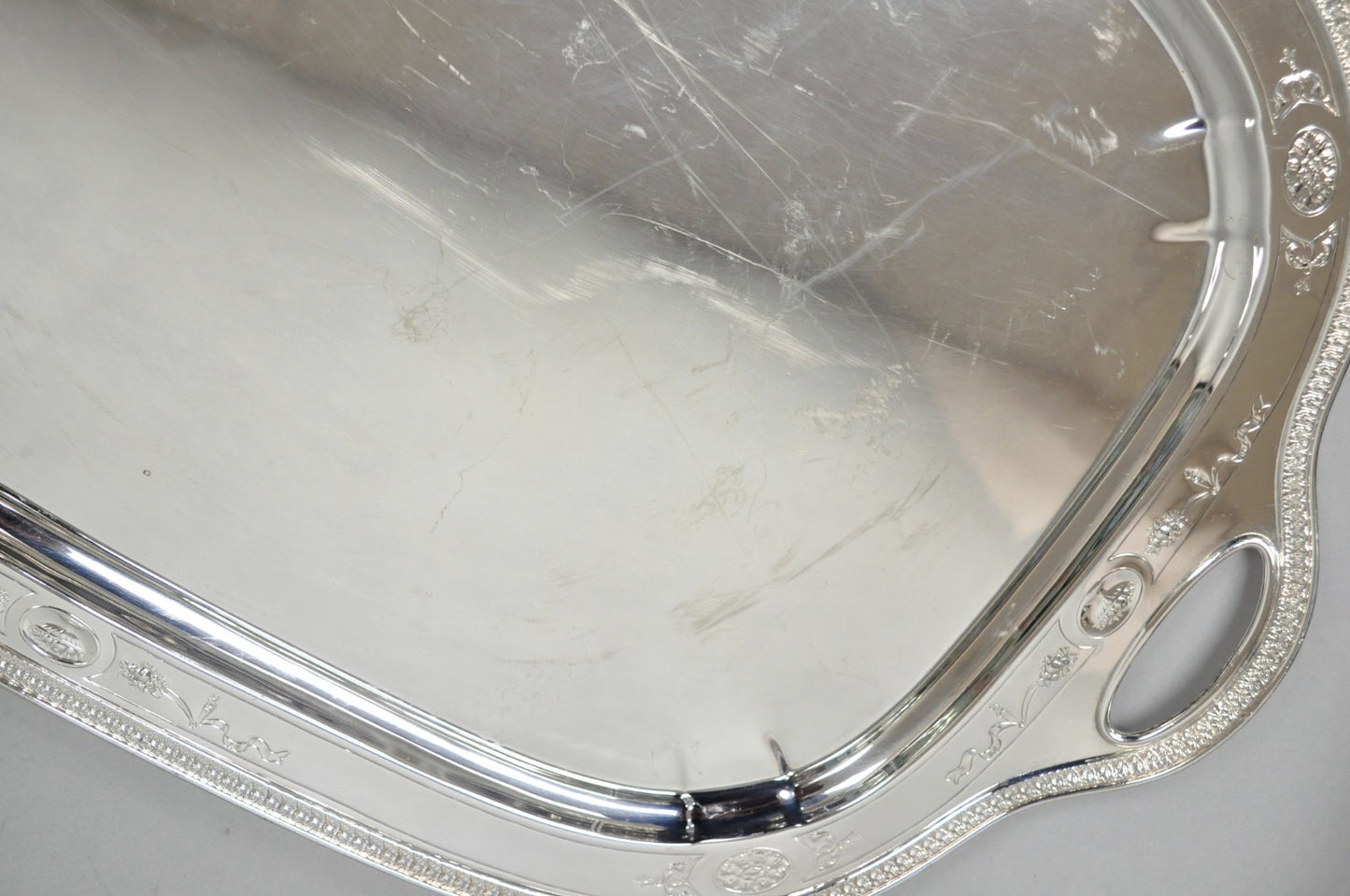 Antique Reed & Barton 04072 English Edwardian Silver Plater Serving Platter Tray