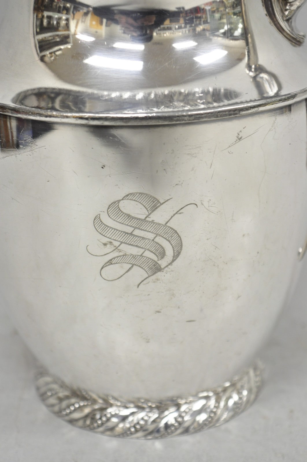 Vintage Victorian Silver Plated Melford Lemonade Water Pitcher with "S" Monogram