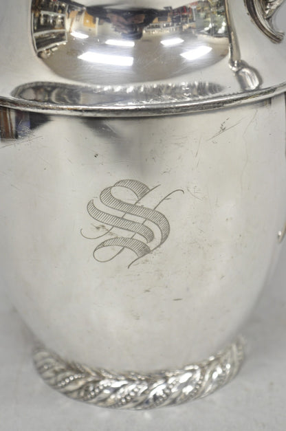 Vintage Victorian Silver Plated Melford Lemonade Water Pitcher with "S" Monogram