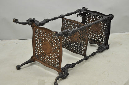 Antique French Renaissance Victorian Cast Iron Figural 3 Tier Plant Stand Table
