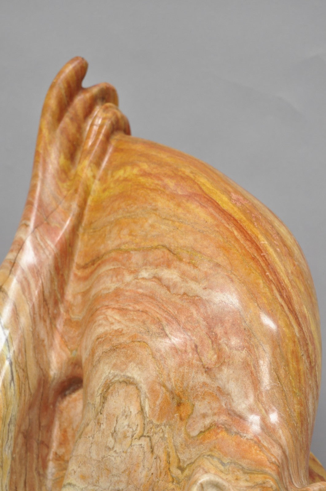 Vintage Seymour Shuren Modern Pink Carved Marble Abstract Panther Cat Sculpture