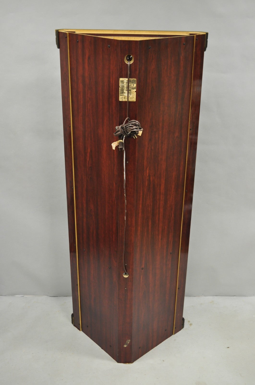 Contemporary Faux Cherry Wood Mirror Glass Corner Curio Display Case Cabinet