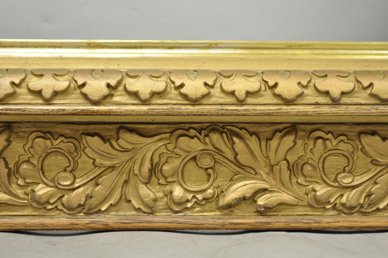 Antique Victorian Gold Gilt Oak Wood Leafy Scroll Deep Picture Frame 32.5 x 26.5