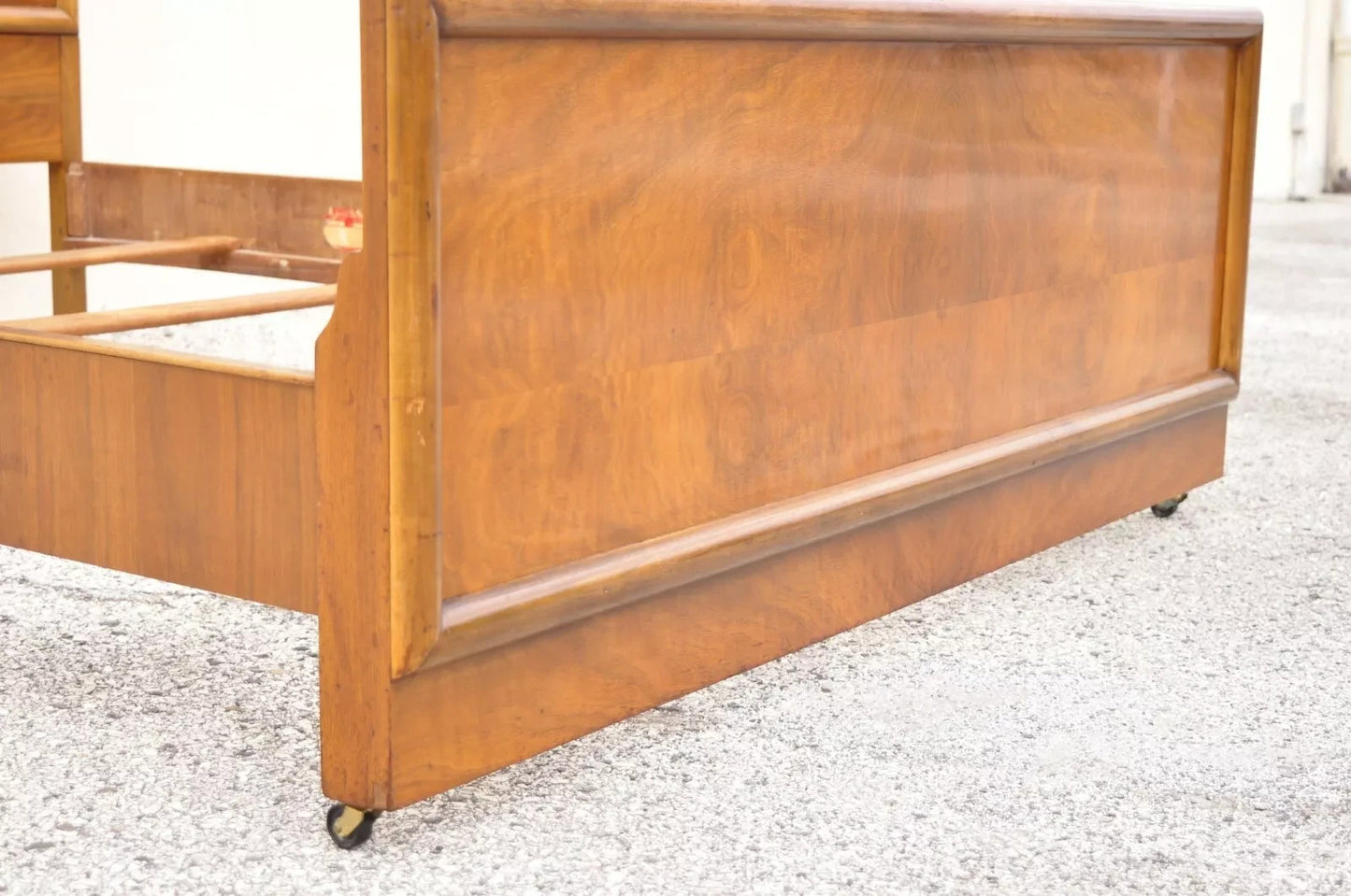 Vintage Mid Century Modern Art Deco Walnut Full Size Bed Frame by Joerns Bros