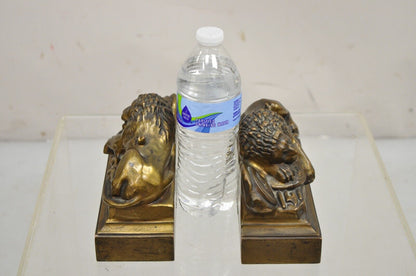 Antique Swiss Guard Bronze Lion Bookends Helvetiorum Fidei AC Virtuti "JB 1570"